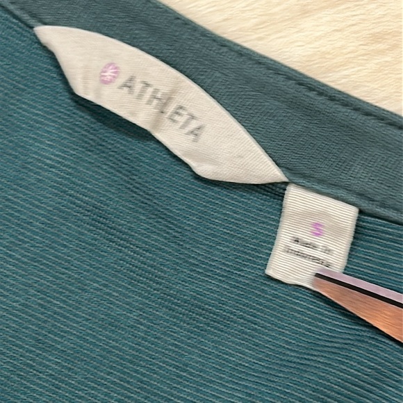 Athleta Women’s Teal Casual Short Sleeve V-Neck T-Shirt Short Dress / Size Small - Picture 6 of 8